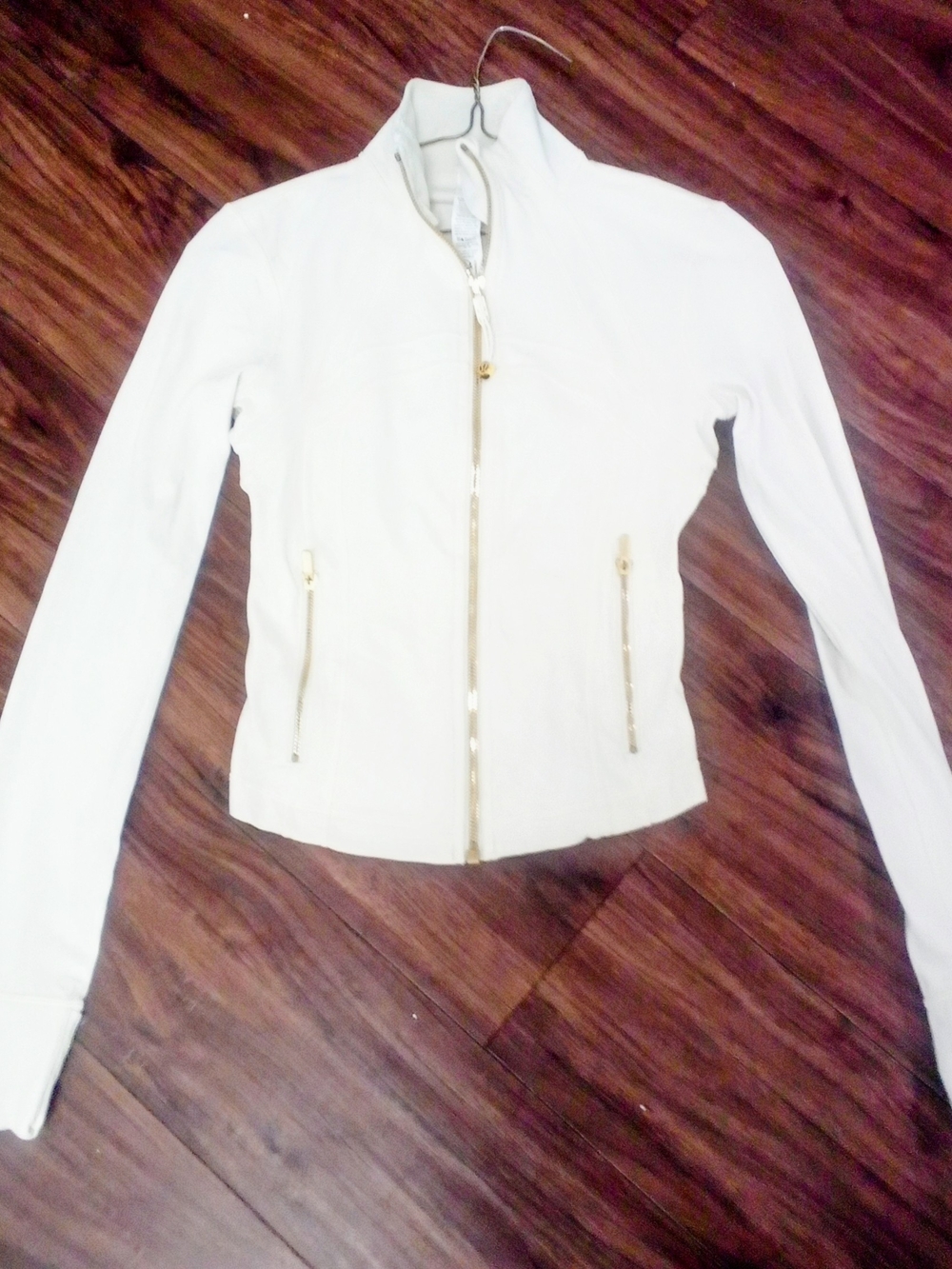 lululemon athletica Cream Zip-Up Jacket with Gold Hardware